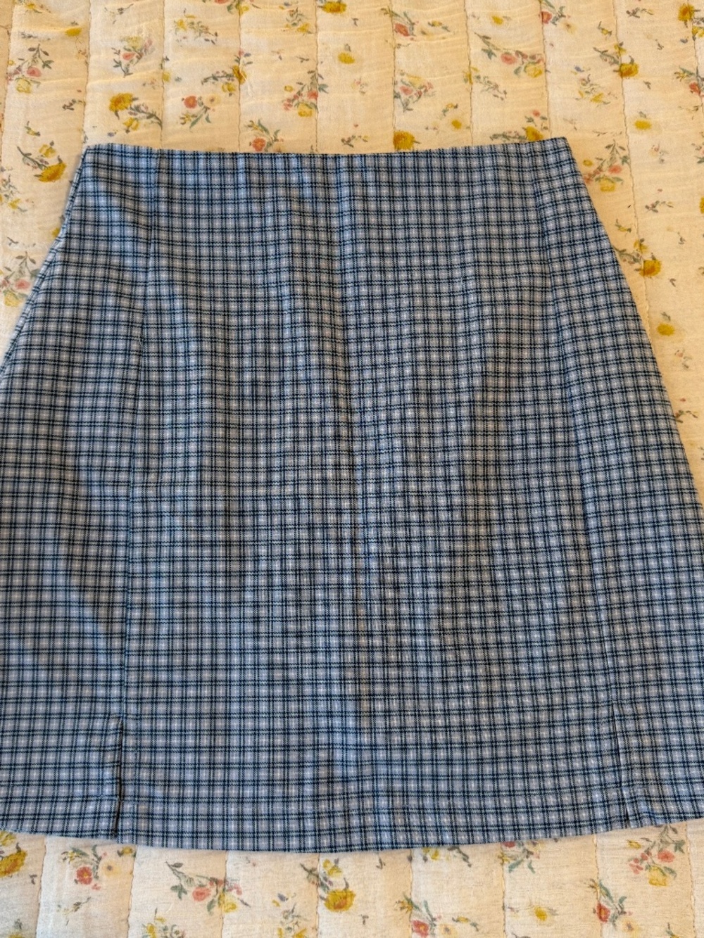 Brandy Melville Light Blue Plaid Mini Skirt Cara Women's XS-S Front Slit Y2K.